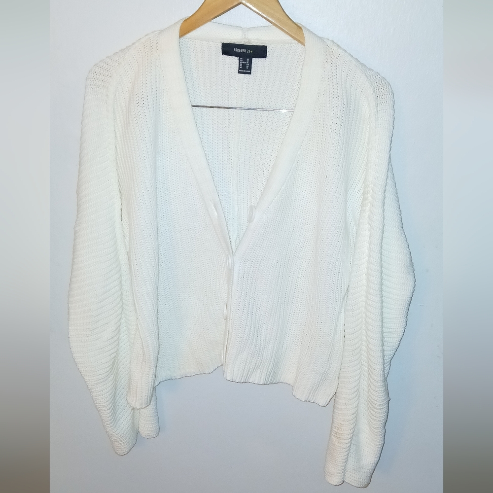 Forever 21 White Cardigan Sweater